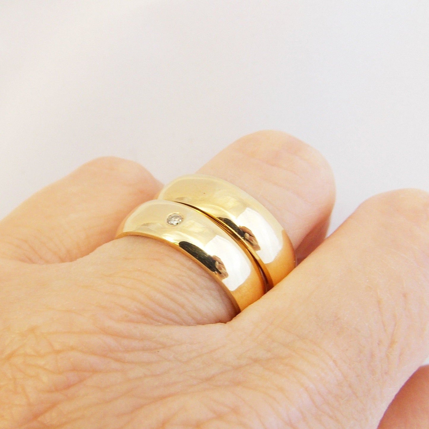 Alianças de Casamento Larga Ouro 18k Diamante