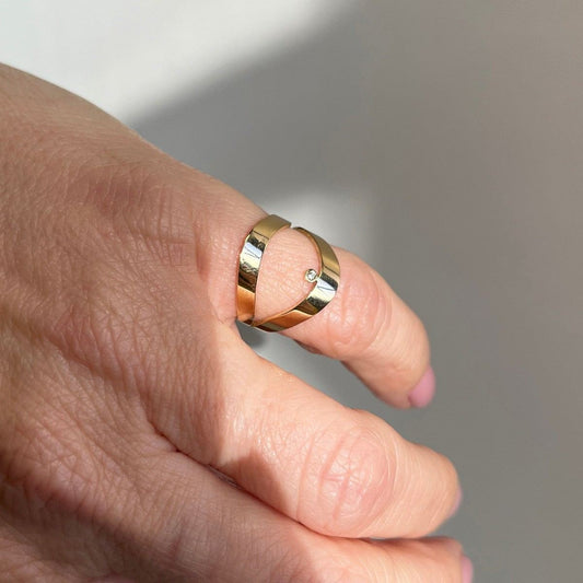 Anel de Ouro 18k Duplo Diamante no dedinho