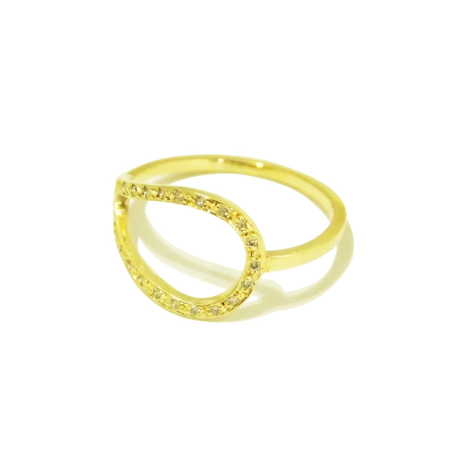Anel Curva com Brilhantes Ouro 18k