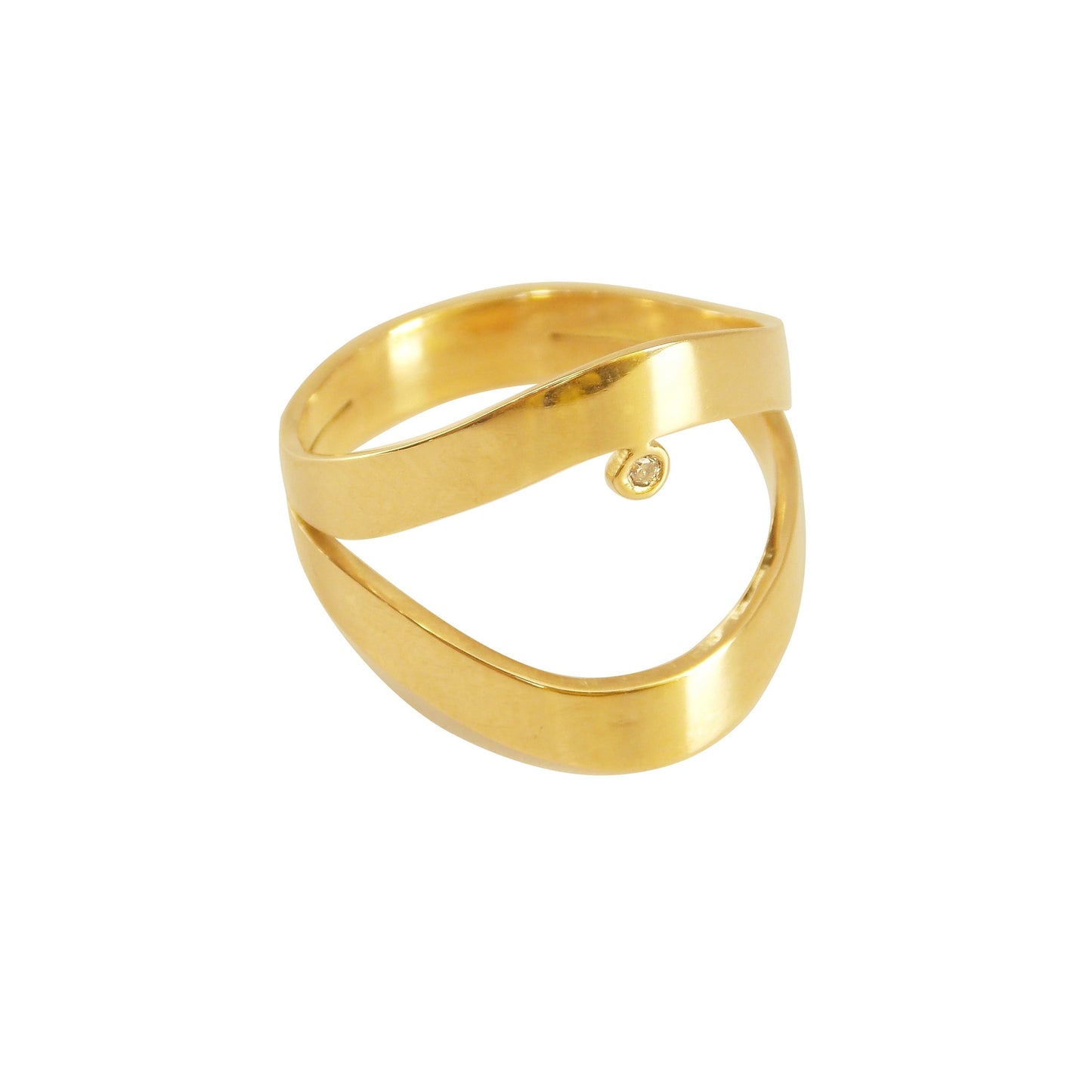 Anel Duplo Diamante Ouro 18k