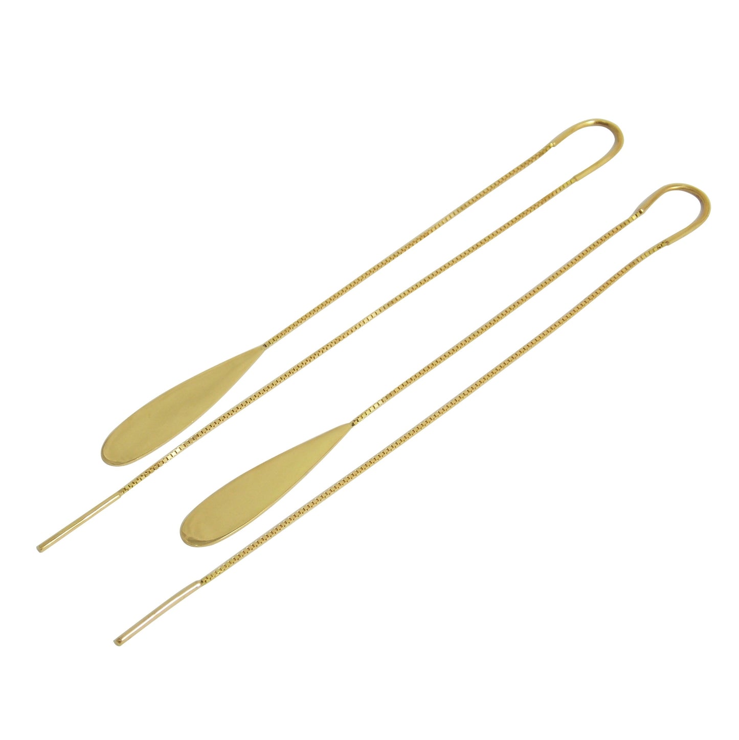 Brinco Gancho Corrente Gota Ouro 18k