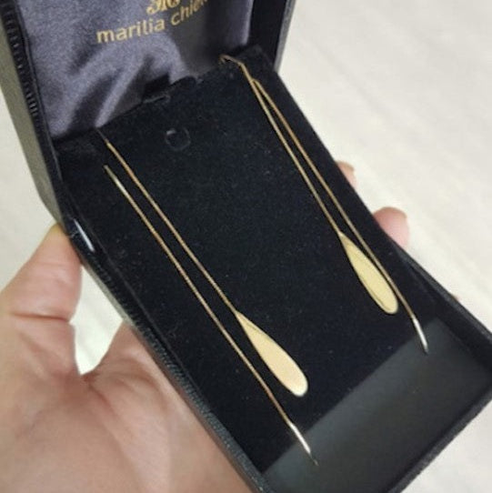 Brinco Gancho Corrente Gota Ouro 18k