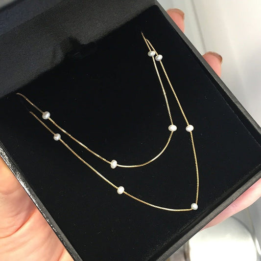 Colar 60cm Pérolas Pequeninhas Ouro 18k