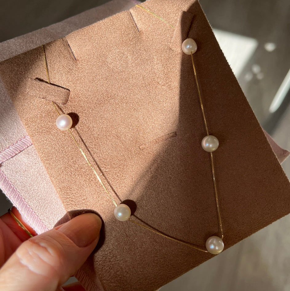 Colar Pérolas Batata Ouro 18k