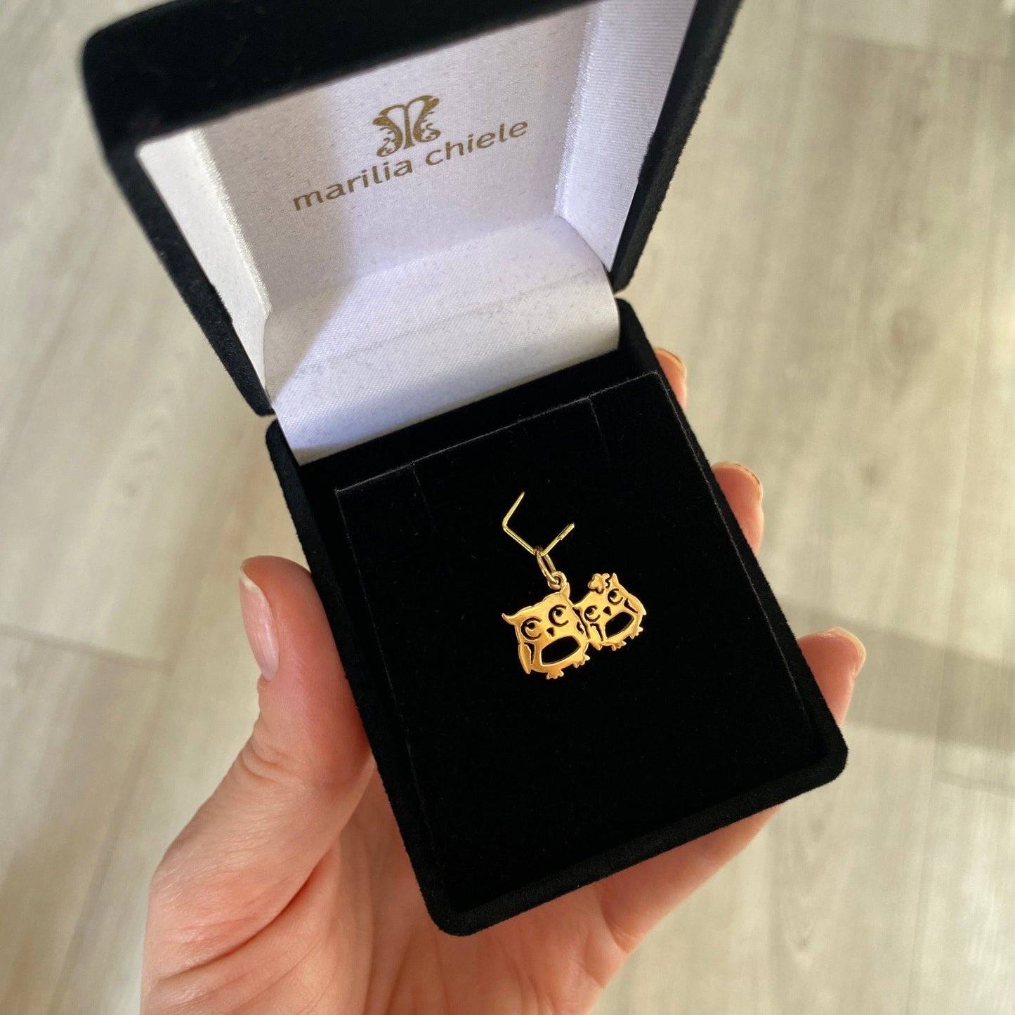 Pingente Casal Corujas Ouro 18k