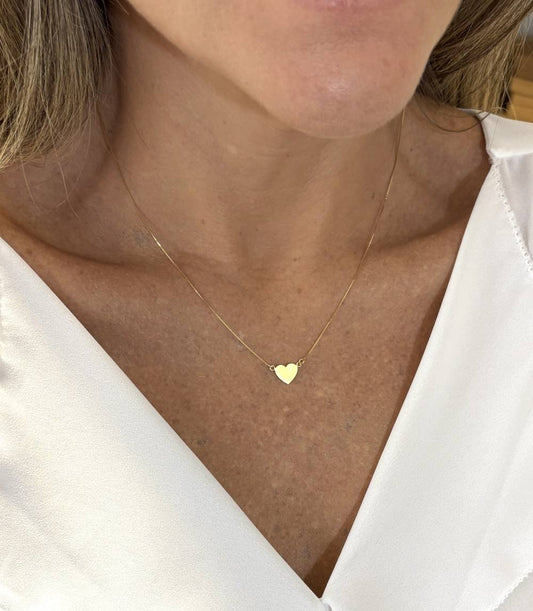 Colar Coração 8mm Ouro 18k