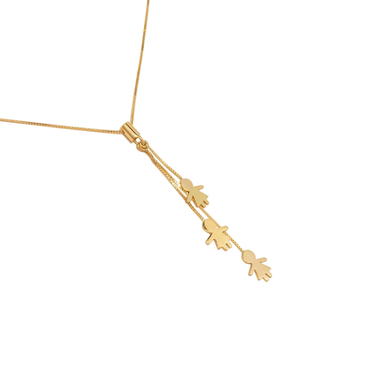 colar 3 filhos familia ouro 18k em fundo branco