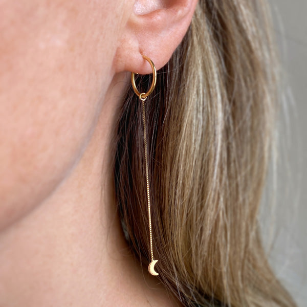Fios de Brinco Lua Ouro 18k