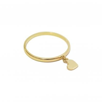 Anel de Ouro 18k Pingente Coração em fundo branco