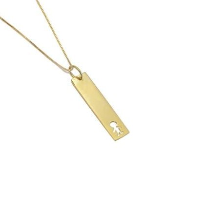 Colar Placa Vertical Menino Ouro 18k