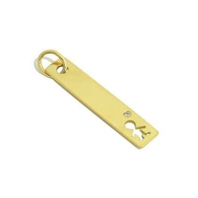 Colar Placa Retangular Menino Diamante Ouro 18k