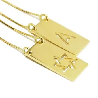 Escapulário Estrela de Davi e Letra A Ouro 18k