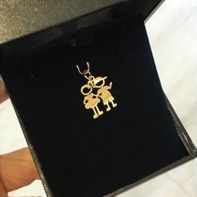 Pingente Casal Filhos Ouro 18k