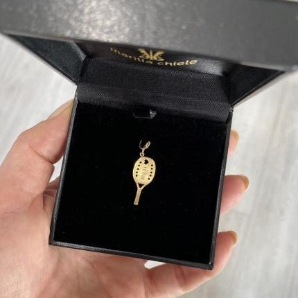Pingente Raquete Beach Tenis Personalizada Ouro 18k