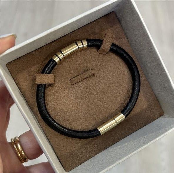 Pulseira Couro Ouro 18k