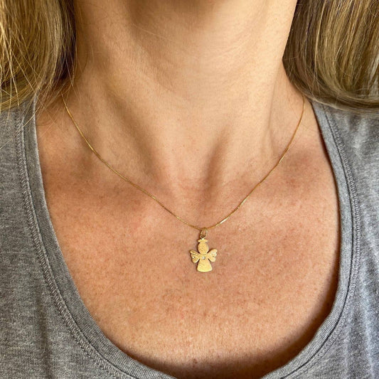 Pingente Anjo Diamante Ouro 18k