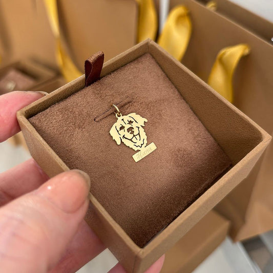 Pingente Pet Golden Placa Nome Ouro 18k