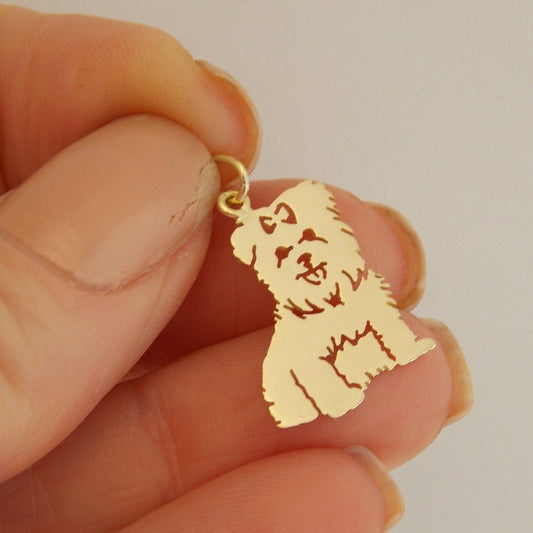 Pingente Pet Yorkshire Laço Ouro 18K