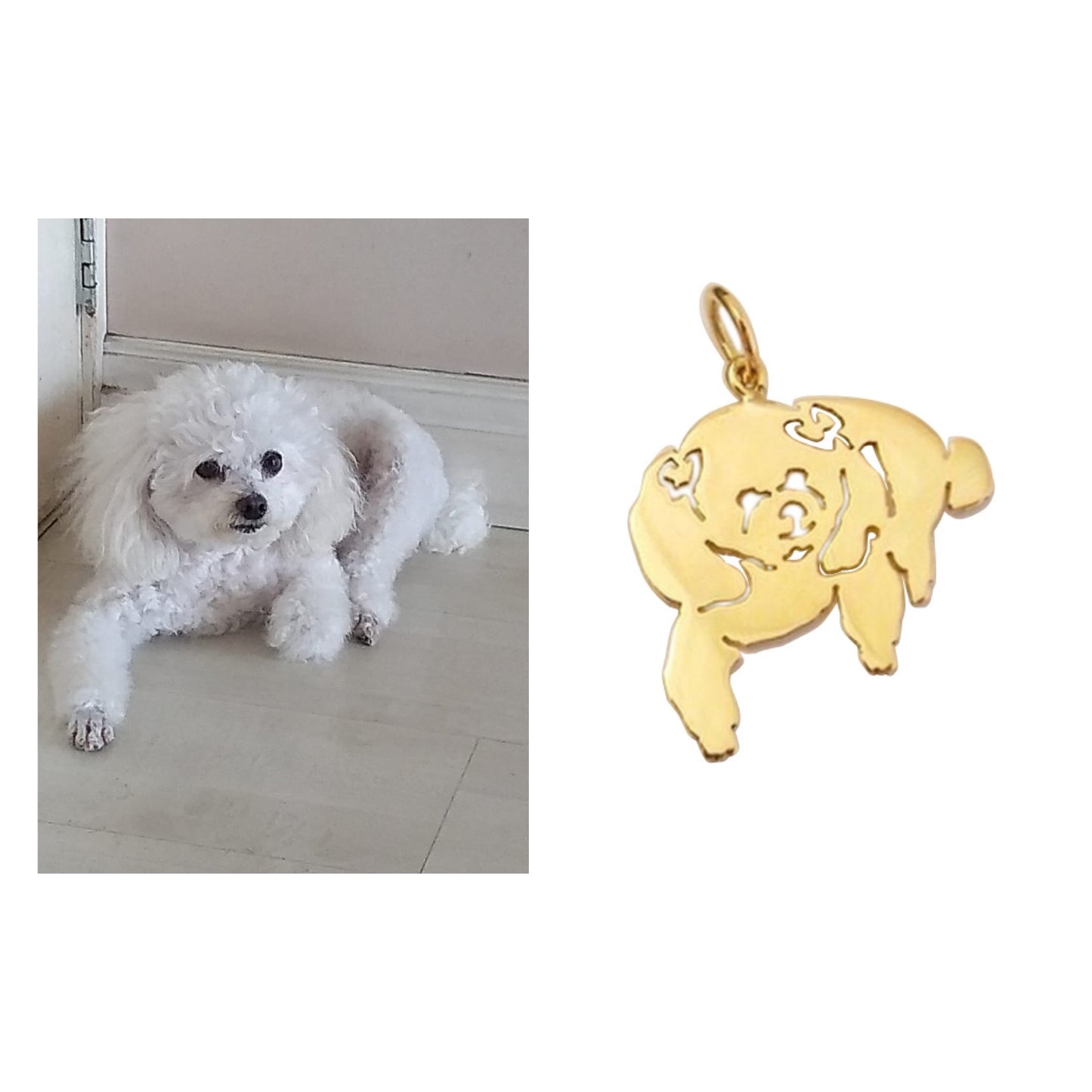 Pingente Poodle Ouro 18k Personalizado Laços