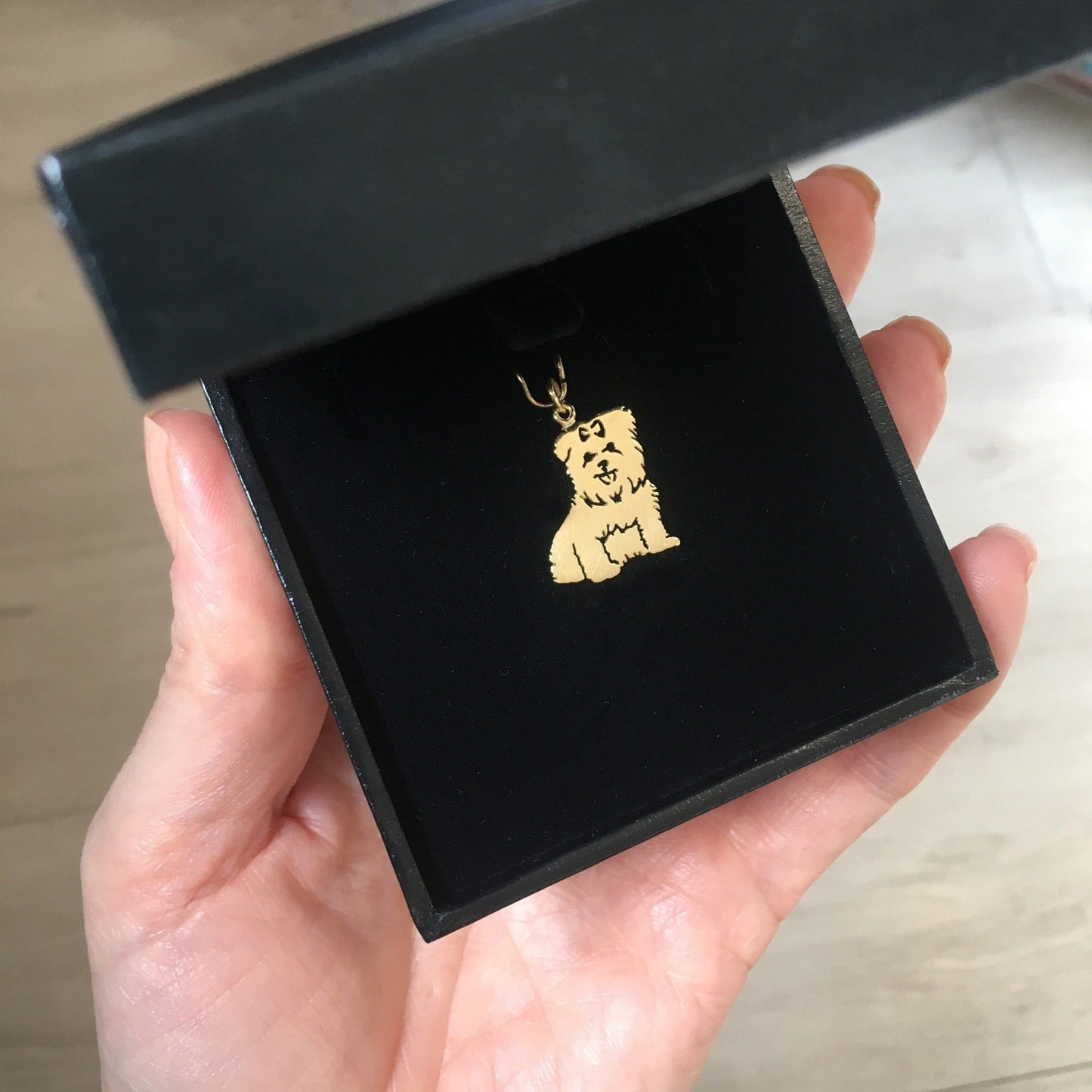 Pingente Pet Yorkshire Laço Ouro 18K