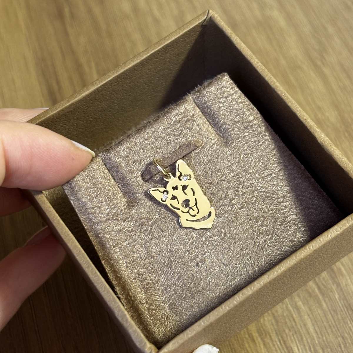 Pingente Shih Tzu laço no estojo de joia