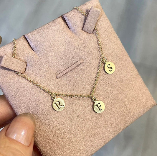 Pulseira de Ouro 18k 3 Pingentes Medalha com Letras