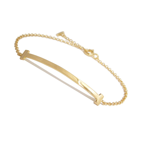 Pulseira de Ouro 18k Corrente e Barra