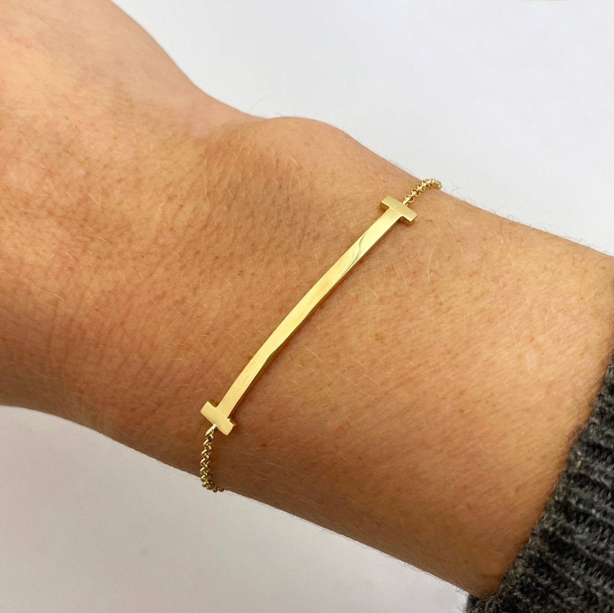 Pulseira de Ouro 18k Corrente e Barra