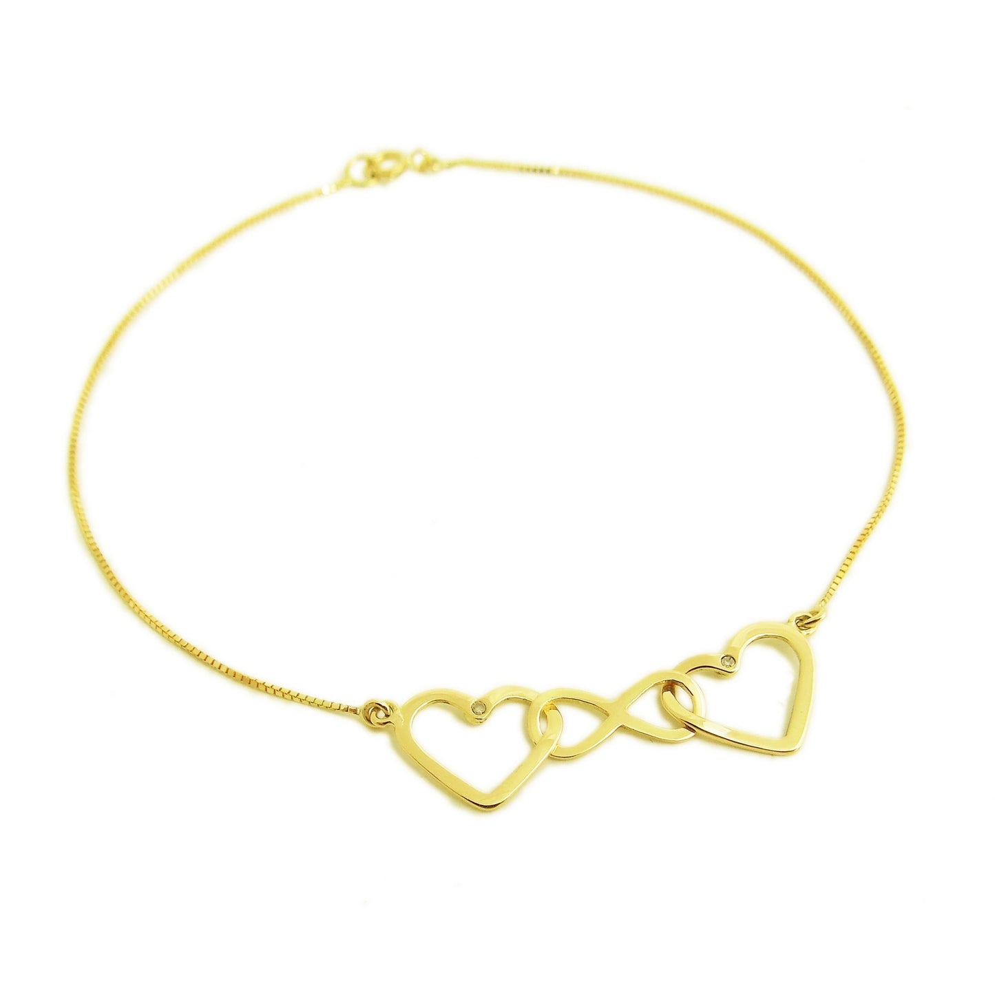 Pulseira de Ouro 18k Amor Infinito e Diamantes