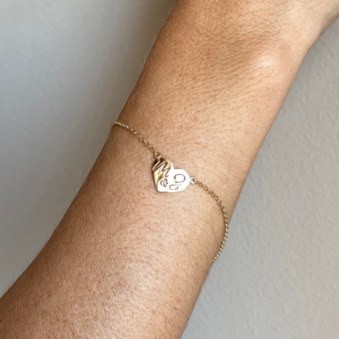 Pulseira de Ouro 18k Coração e Iniciais