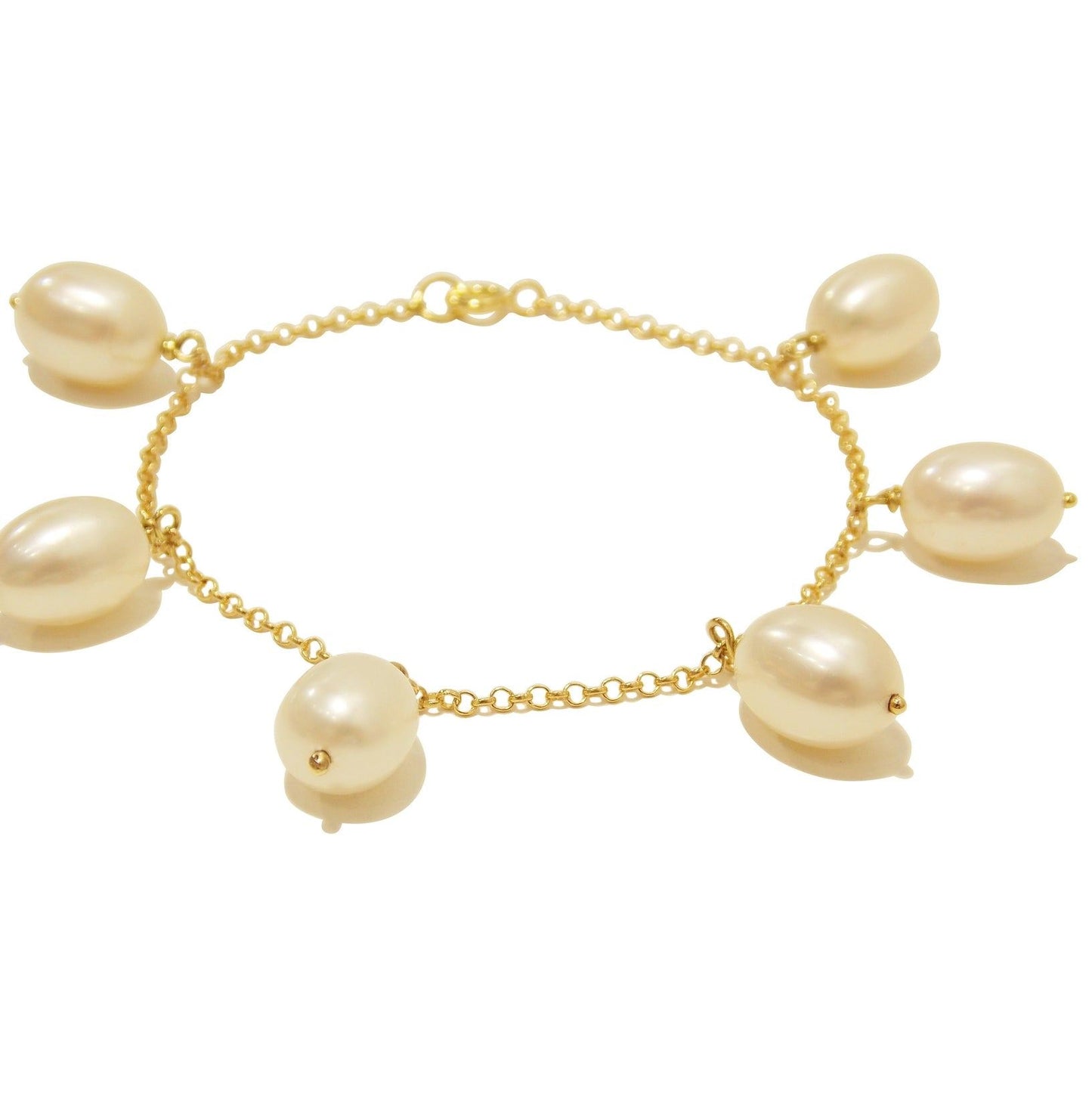 Pulseira de Ouro 18k Pingentes Pérolas