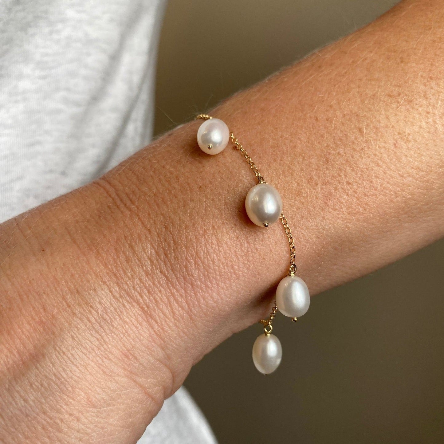 Pulseira de Ouro 18k Pingentes Pérolas