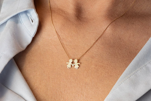 colar com pingente de filhos em ouro 18k presente dia das mães