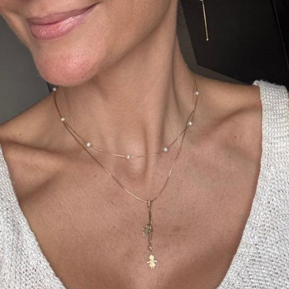 Colar Pérolas 3mm Espaçadas Ouro 18k