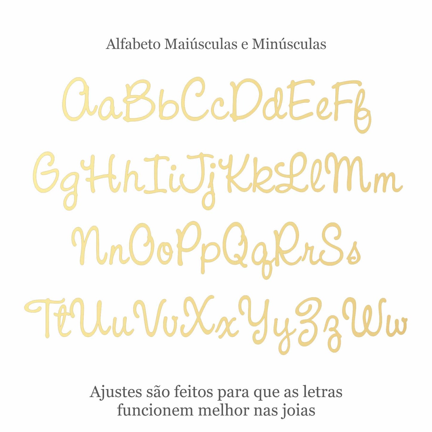 alfabeto na fonte para o colar de nomes