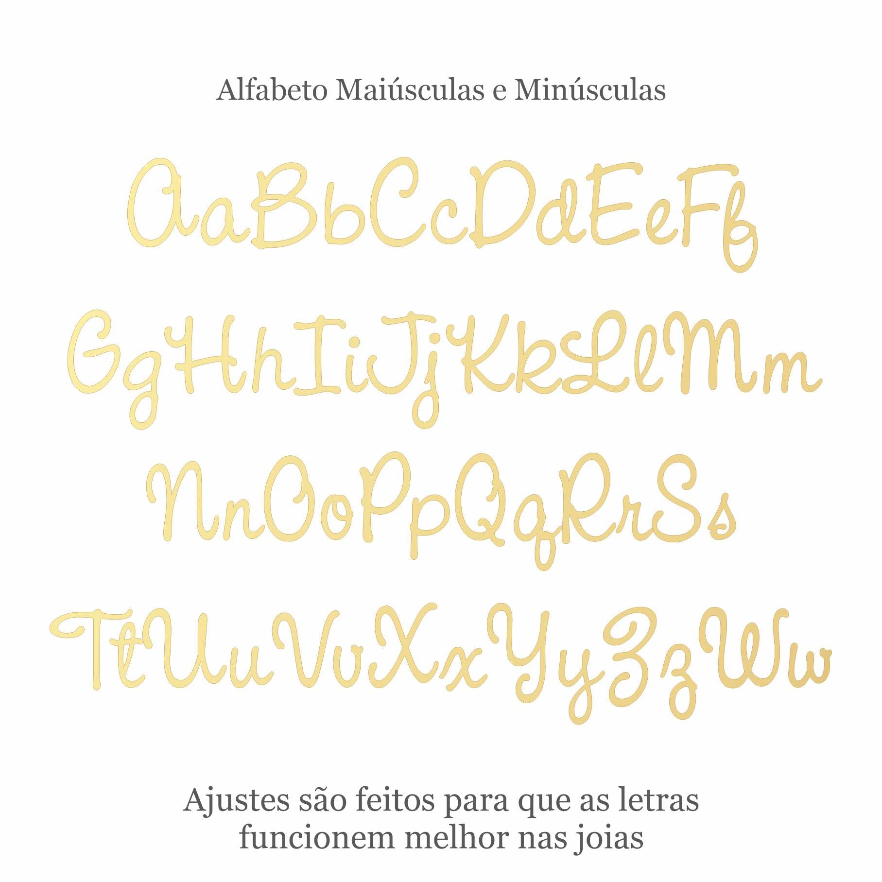 alfabeto na fonte para o colar de nomes