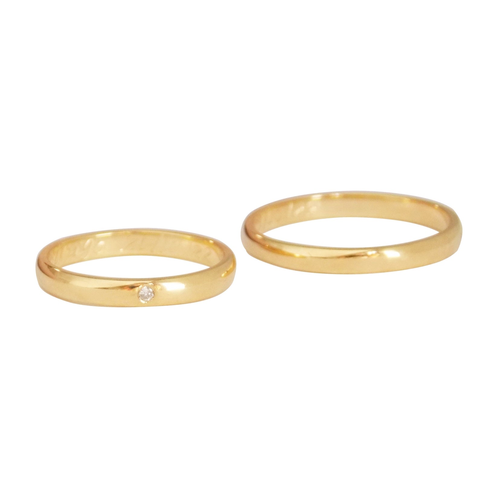 Alianças de Casamento Meia Cana com Diamante Ouro 18k