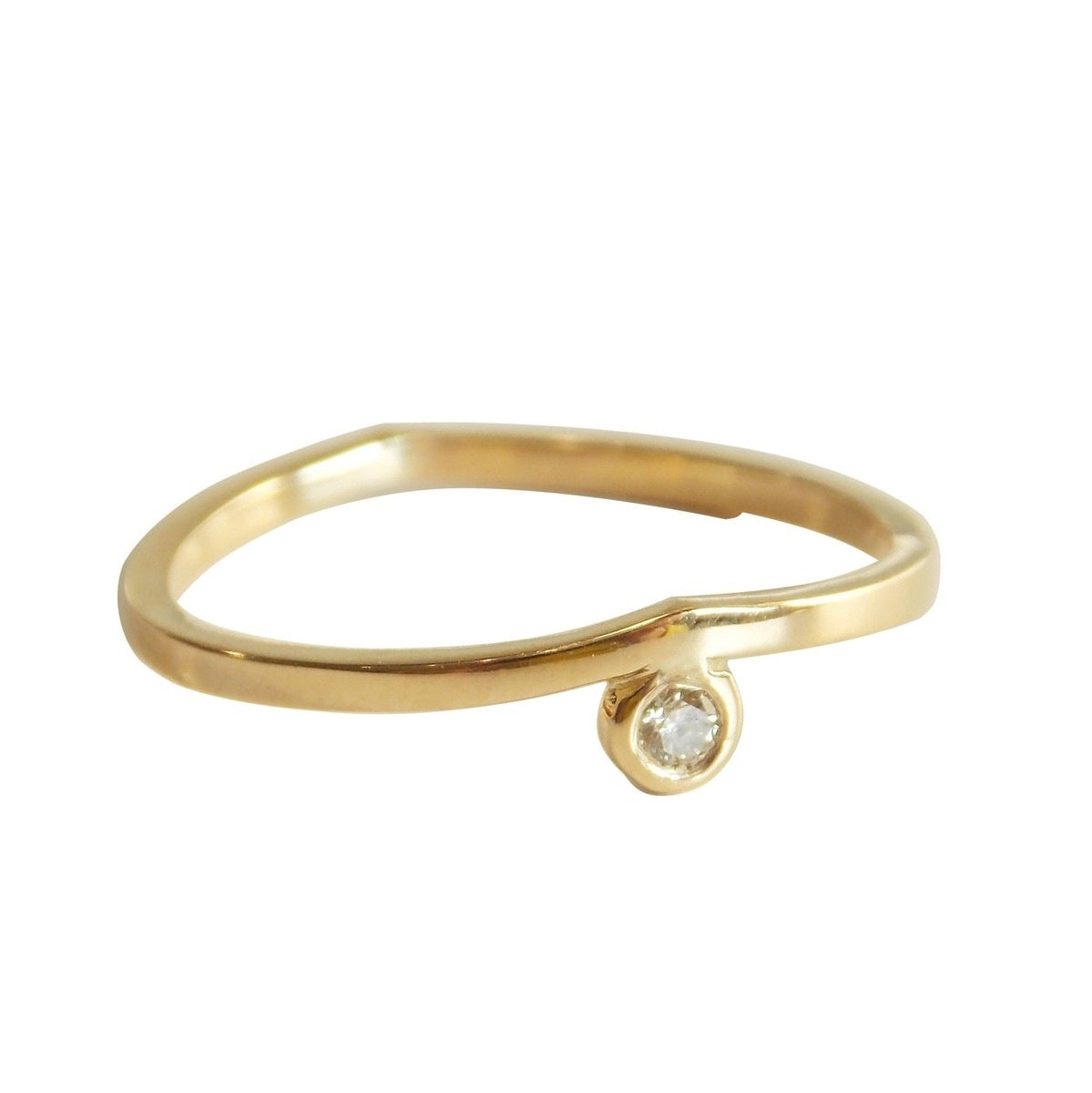 Anel de Ouro 18k Chevron Diamante de frente