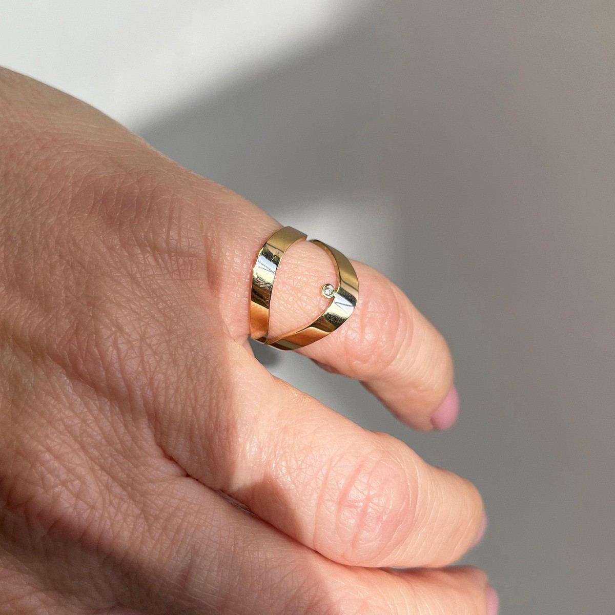 Anel de Ouro 18k Duplo Diamante no dedinho