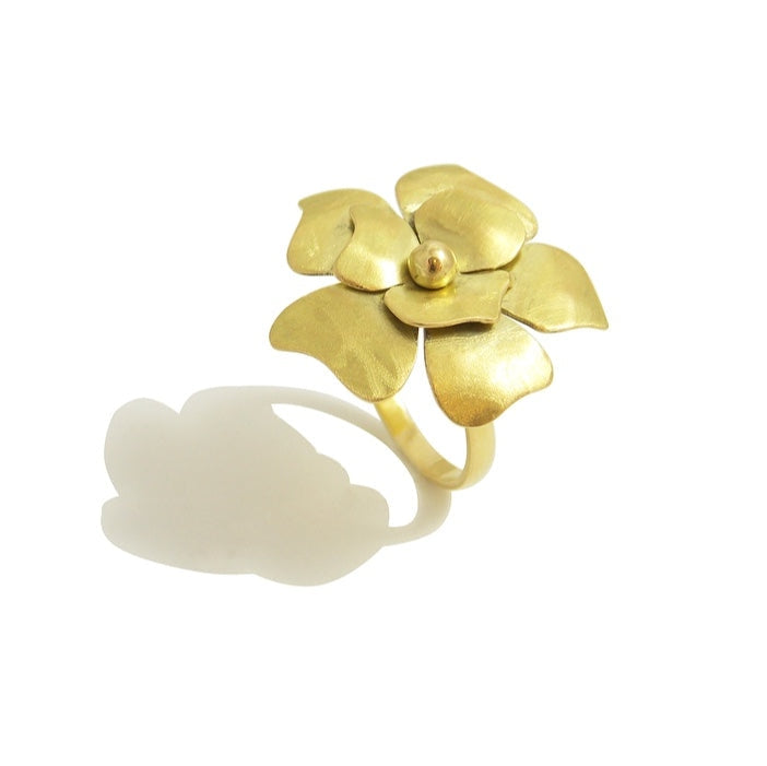 Anel de Ouro 18k Flor visto de cima