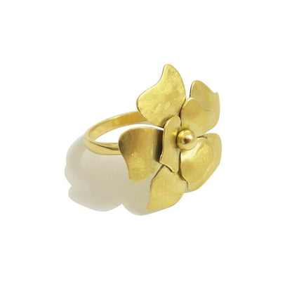 Anel de Ouro 18k Flor de lado