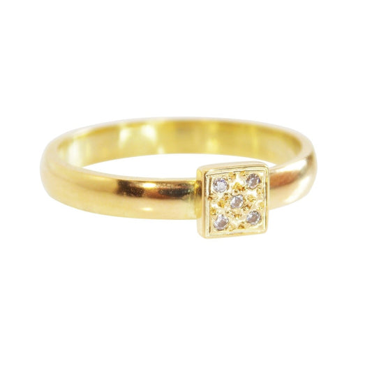 Anel de Ouro 18k Quadrado de frente