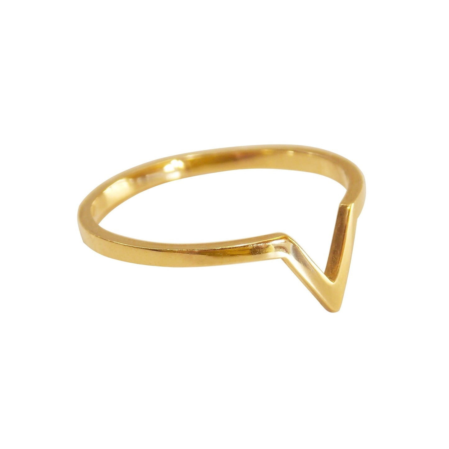 Anel de Ouro 18k V em fundo branco