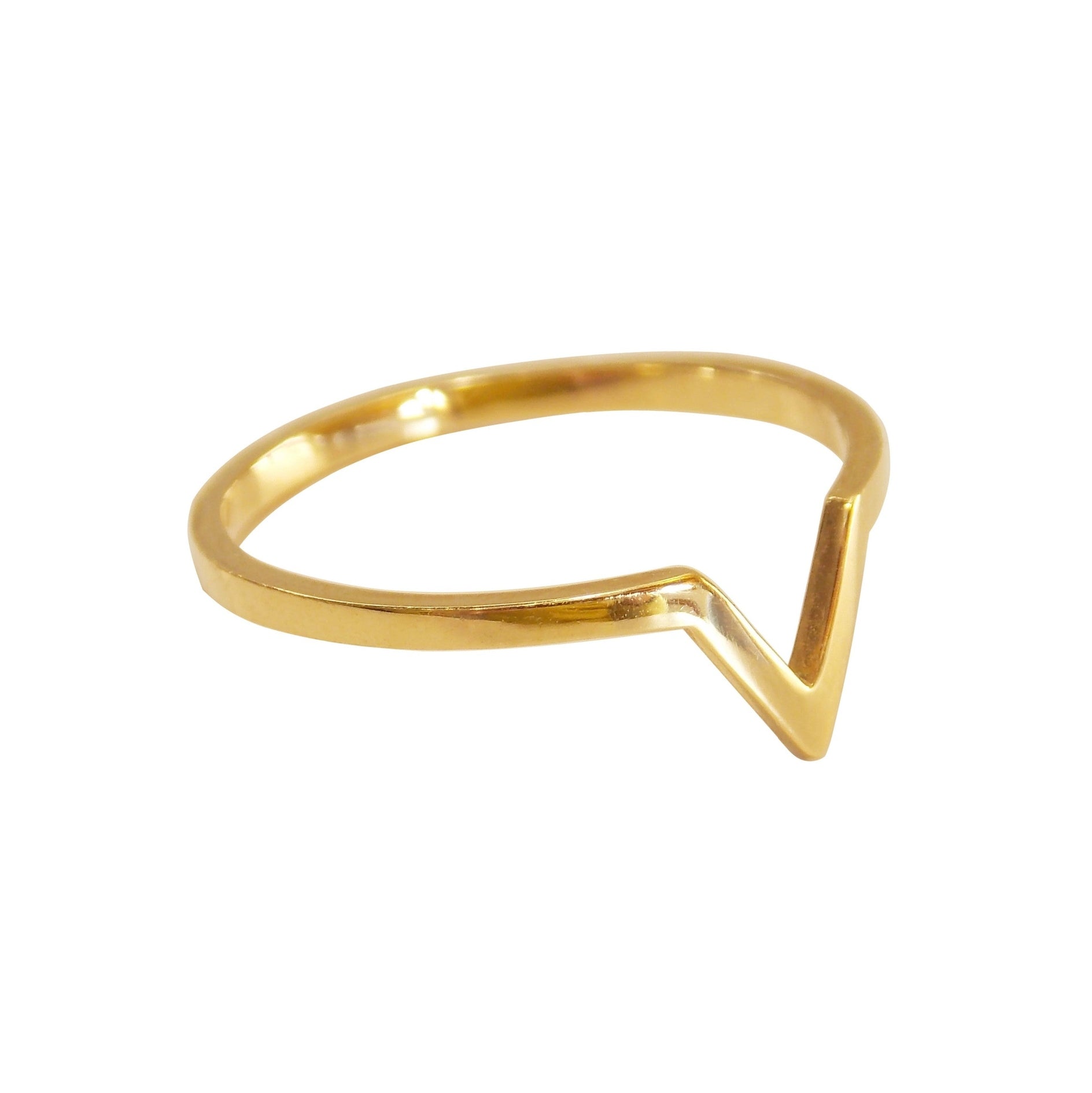 Anel de Ouro 18k V em fundo branco