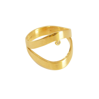 Anel de Ouro 18k Duplo Diamante em fundo branco