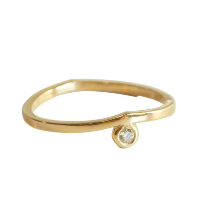 Anel de Ouro 18k Chevron Diamante de frente