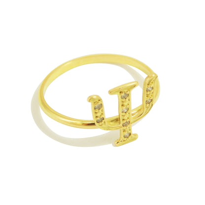 Anel de Formatura Psicologia Ouro 18k com Brilhantes em fundo branco