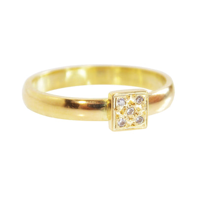 Anel de Ouro 18k Quadrado de frente