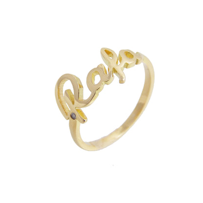 Anel com Nome Ouro 18k e Brilhante de cima