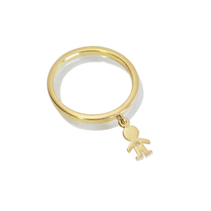 Anel de Ouro 18k com Pingente Filho Diamante visto de cima